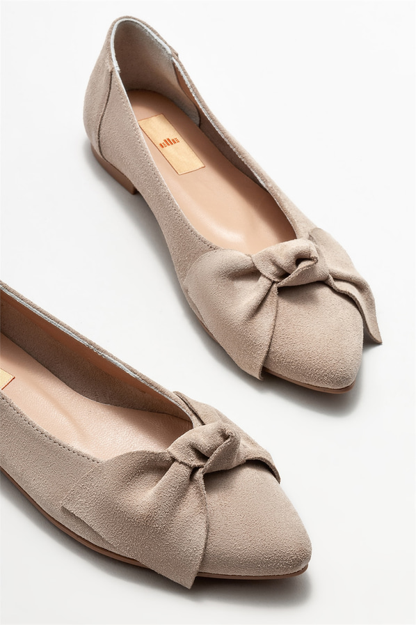 Bej deri kadın babet - Elle Shoes