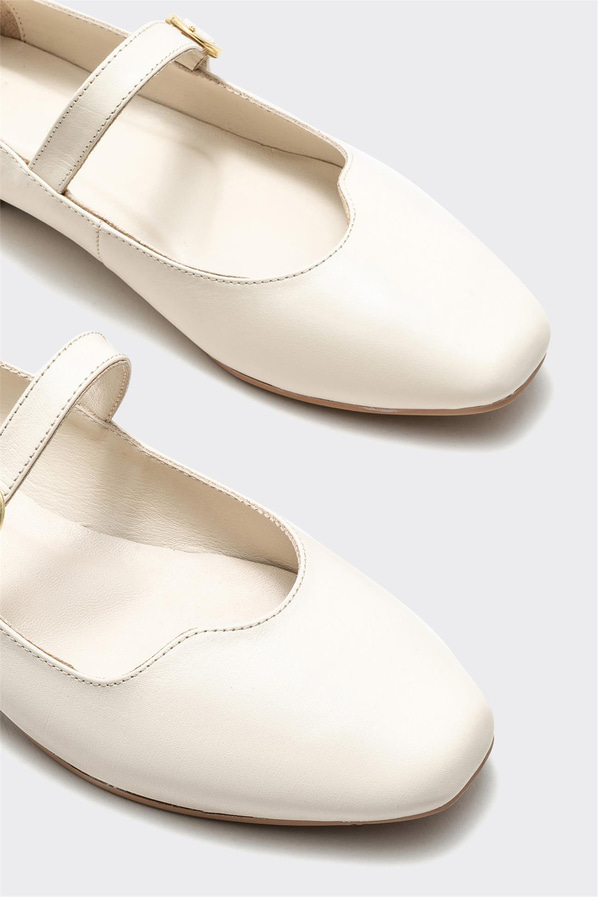 Bej deri kadın babet - Elle Shoes