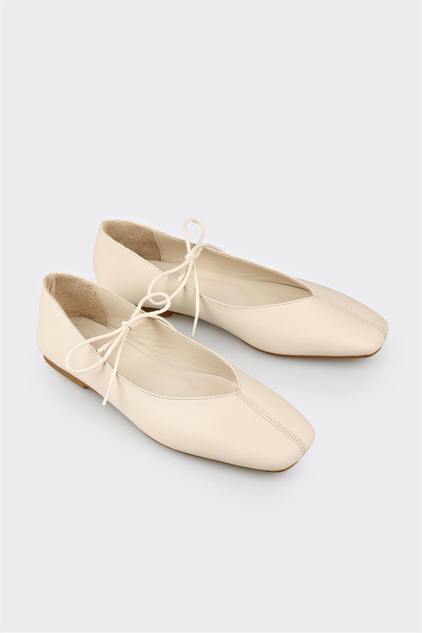 Bej deri kadın babet - Elle Shoes