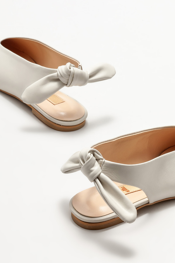Bej deri kadın babet - Elle Shoes