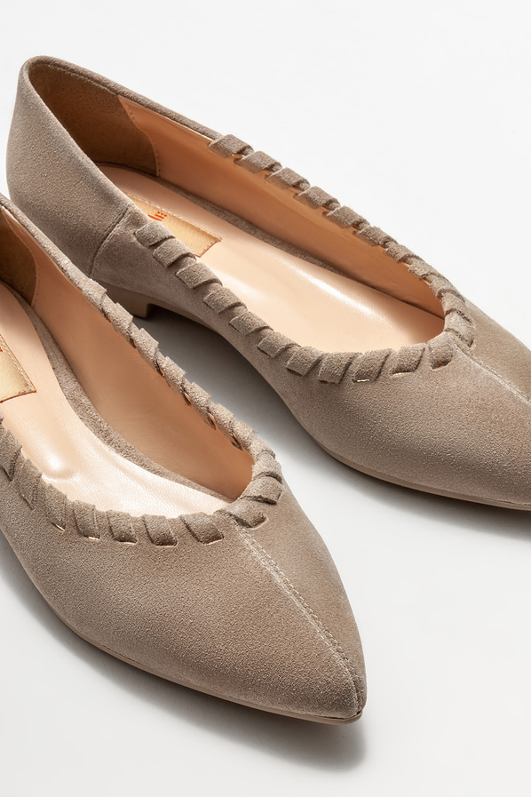 Bej deri kadın babet - Elle Shoes