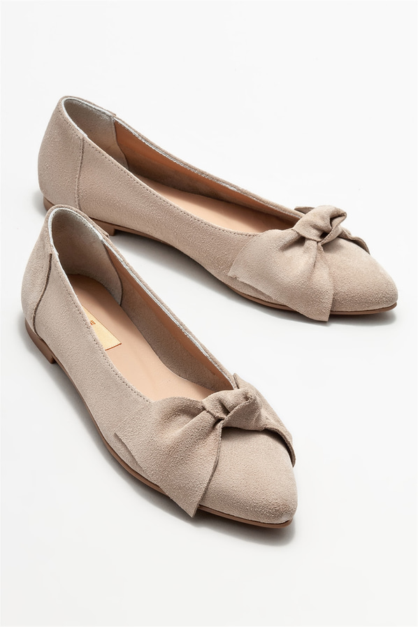 Bej deri kadın babet - Elle Shoes