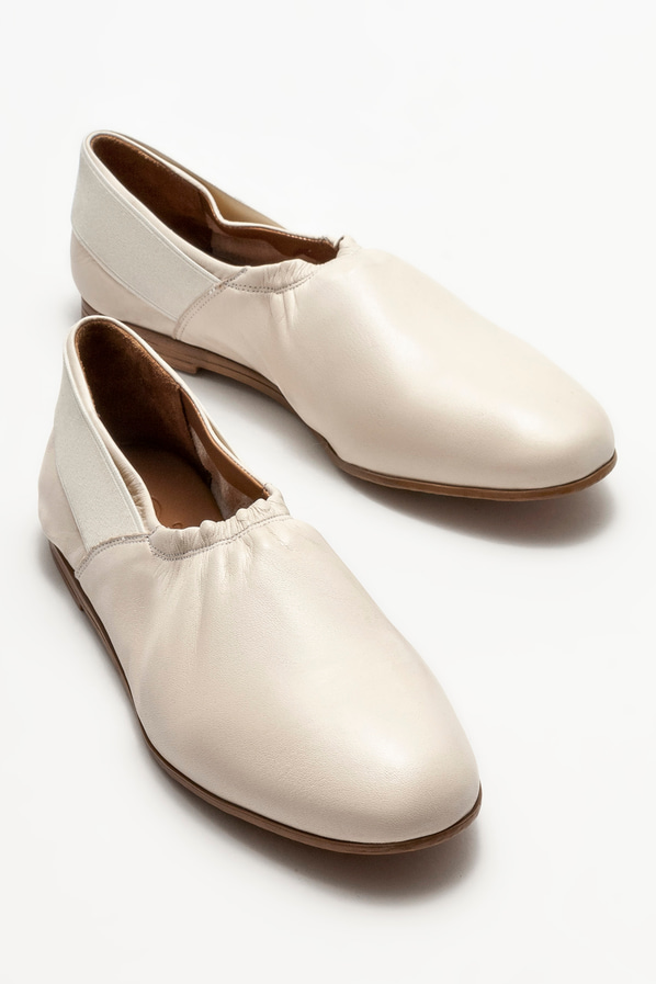 Bej deri kadın babet - Elle Shoes