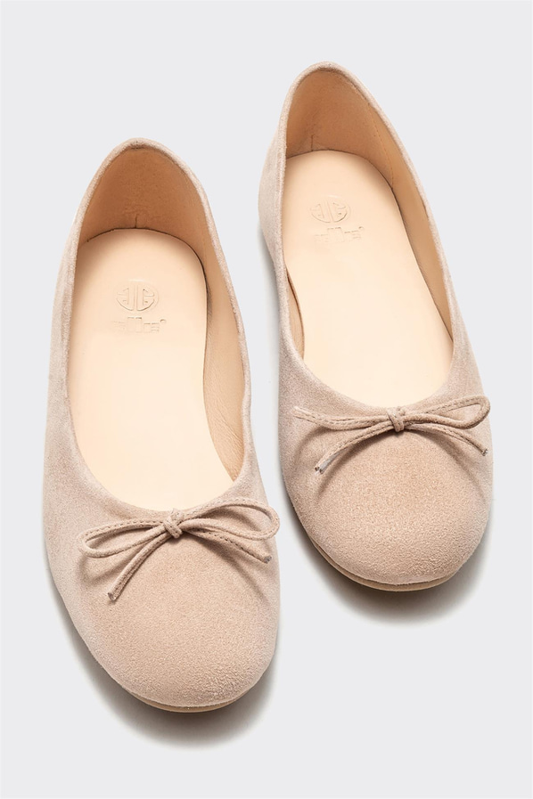 Bej deri kadın babet - Elle Shoes