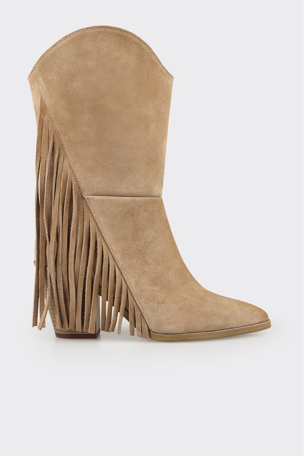 Bej deri kadın bot - Elle Shoes