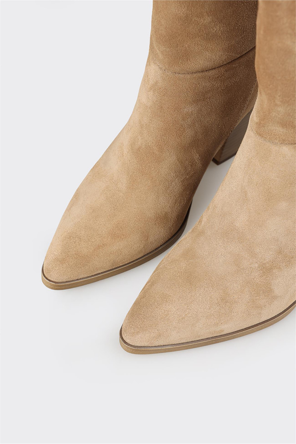 Bej deri kadın bot - Elle Shoes