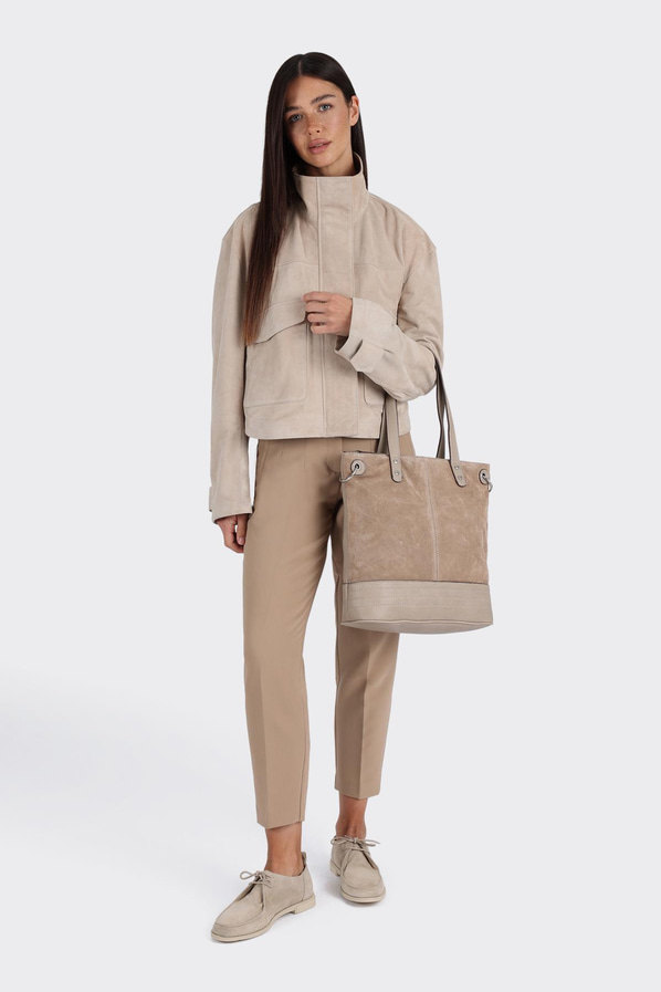 Bej deri kadın ceket - Elle Shoes