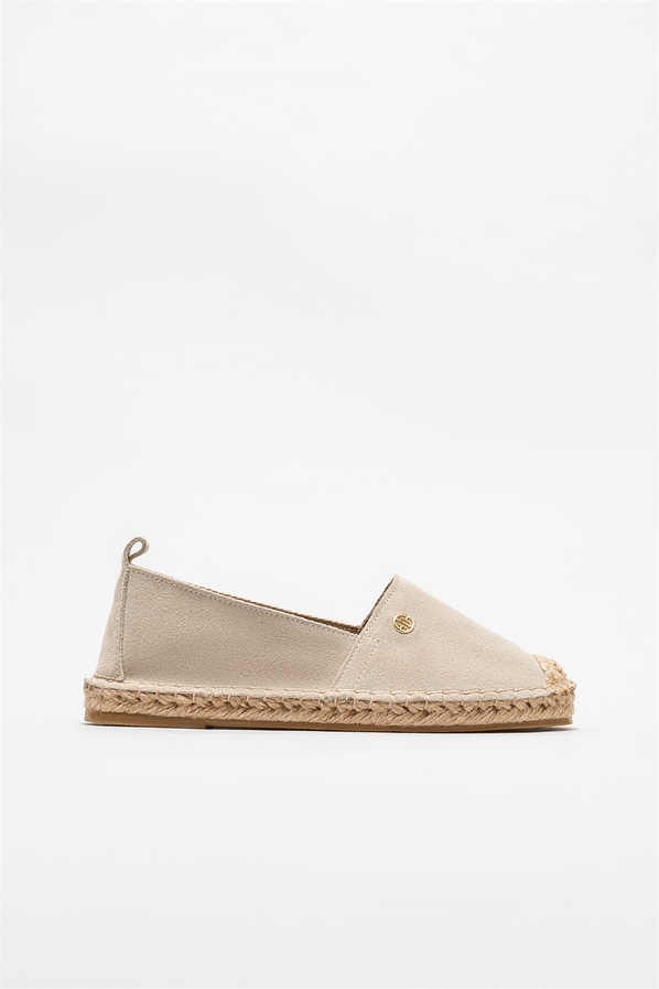 Bej deri kadın espadril - Elle Shoes