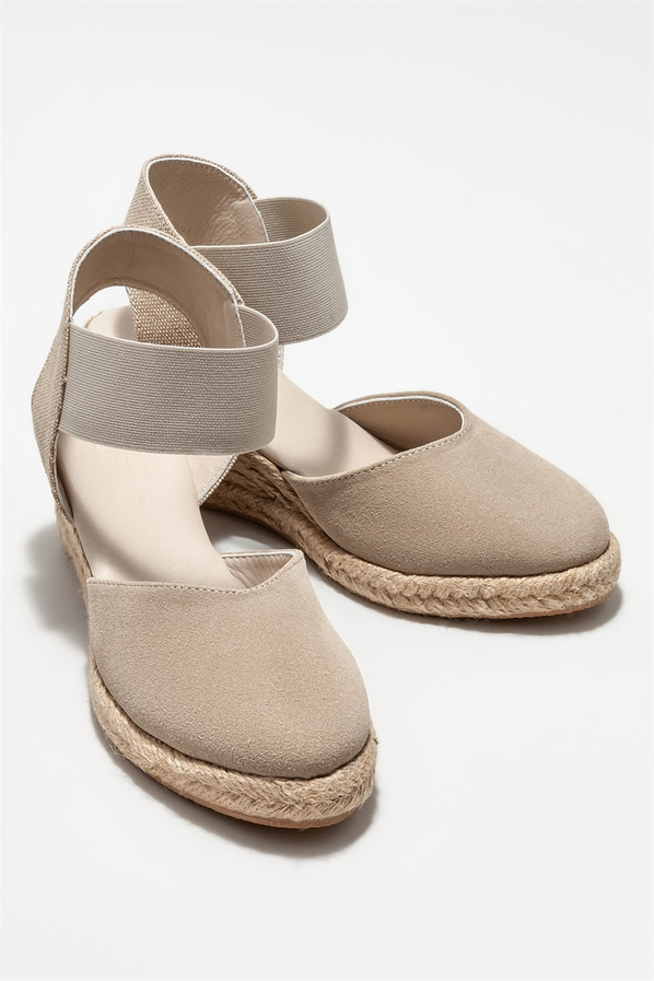 Bej deri kadın espadril - Elle Shoes