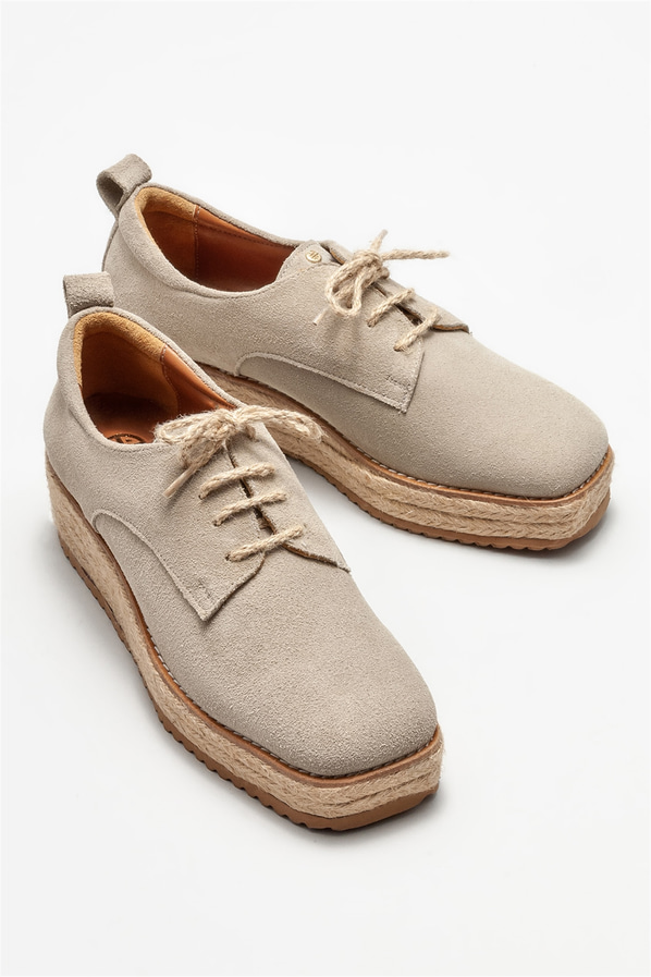 Bej deri kadın espadril - Elle Shoes
