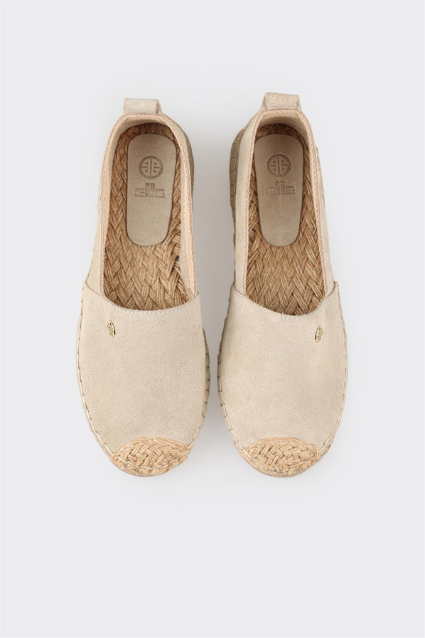 Bej Deri Kadın Espadril