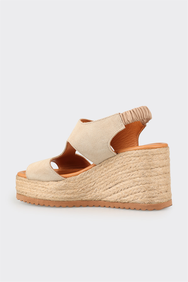 Bej deri kadın espadril - Elle Shoes