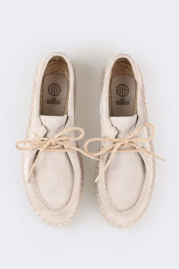 Bej deri kadın espadril - Elle Shoes