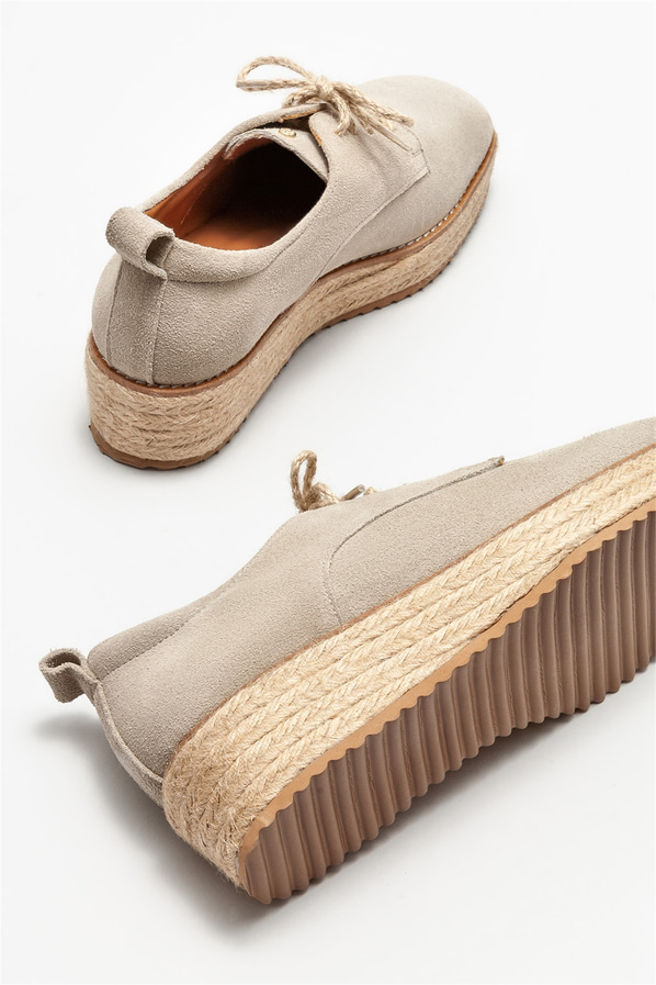 Bej deri kadın espadril - Elle Shoes