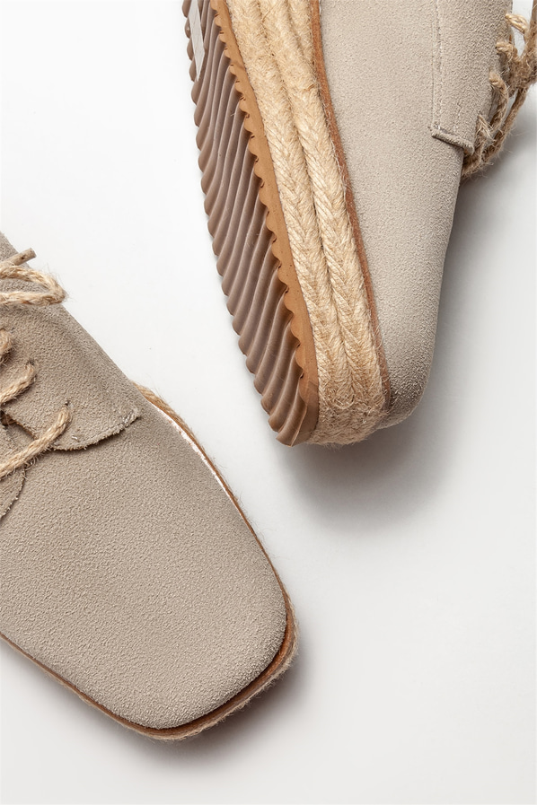 Bej deri kadın espadril - Elle Shoes