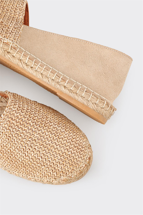 Bej deri kadın espadril - Elle Shoes