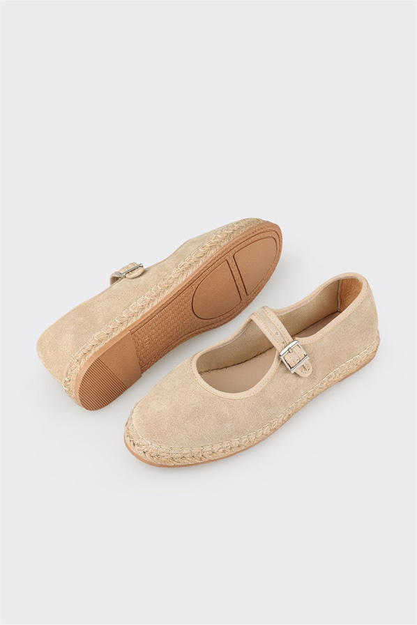 Bej Deri Kadın Espadril