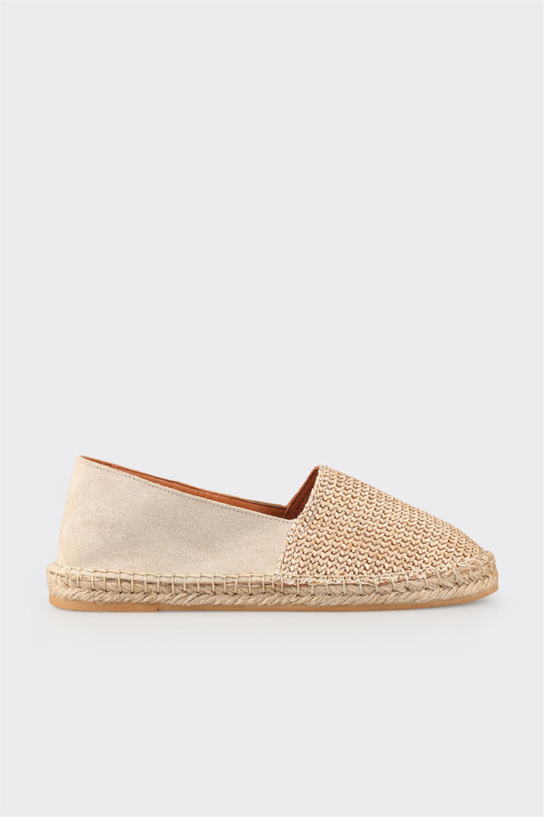 Bej deri kadın espadril - Elle Shoes