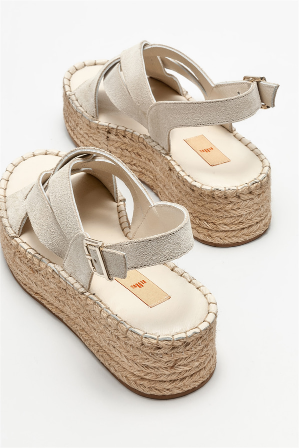 Bej deri kadın espadril - Elle Shoes