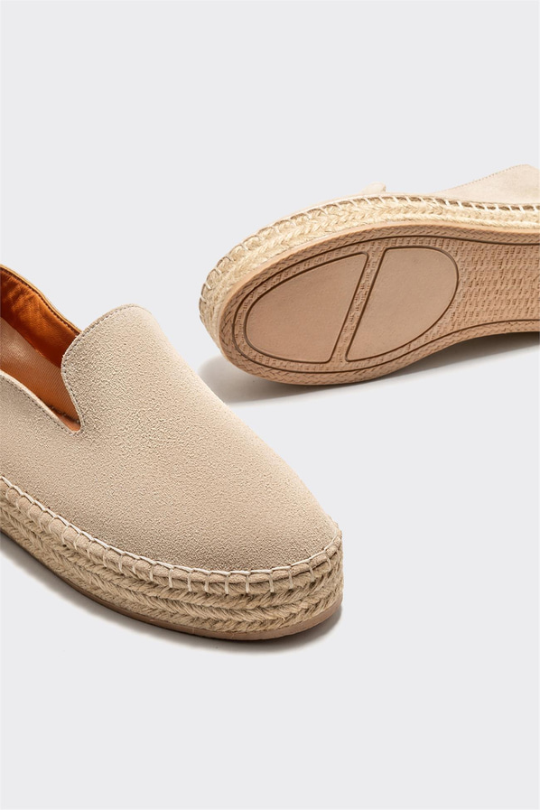 Bej deri kadın espadril - Elle Shoes