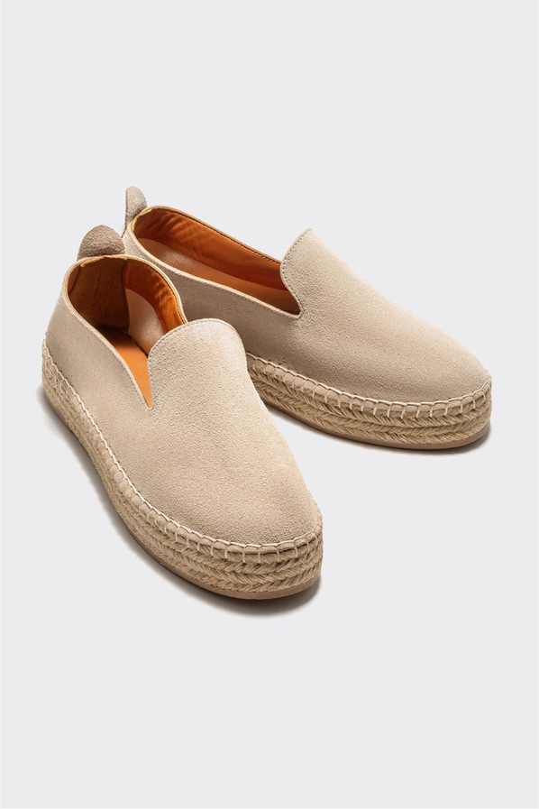 Bej deri kadın espadril - Elle Shoes