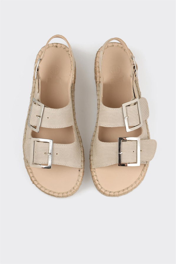 Bej Deri Kadın Espadril