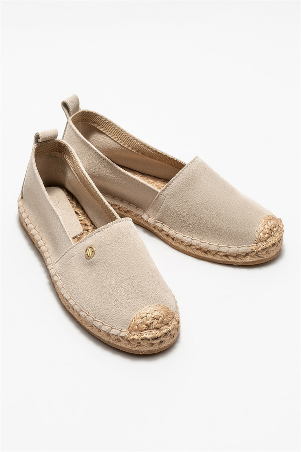 Bej deri kadın espadril - Elle Shoes