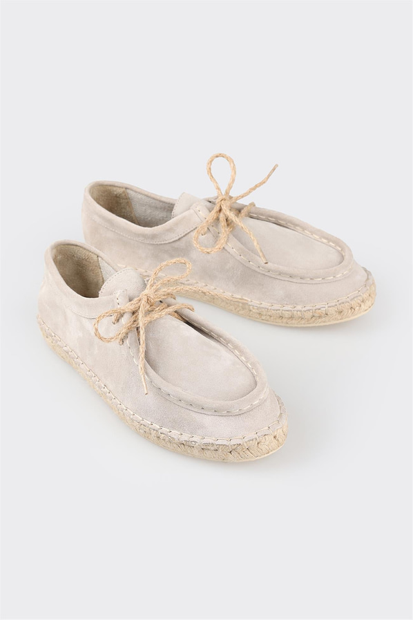 Bej deri kadın espadril - Elle Shoes