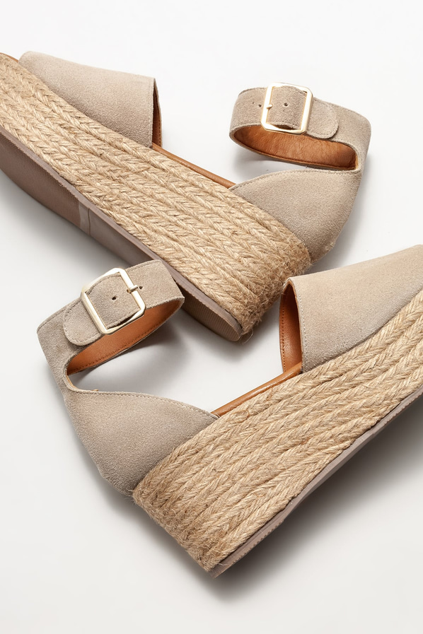 Bej deri kadın espadril - Elle Shoes