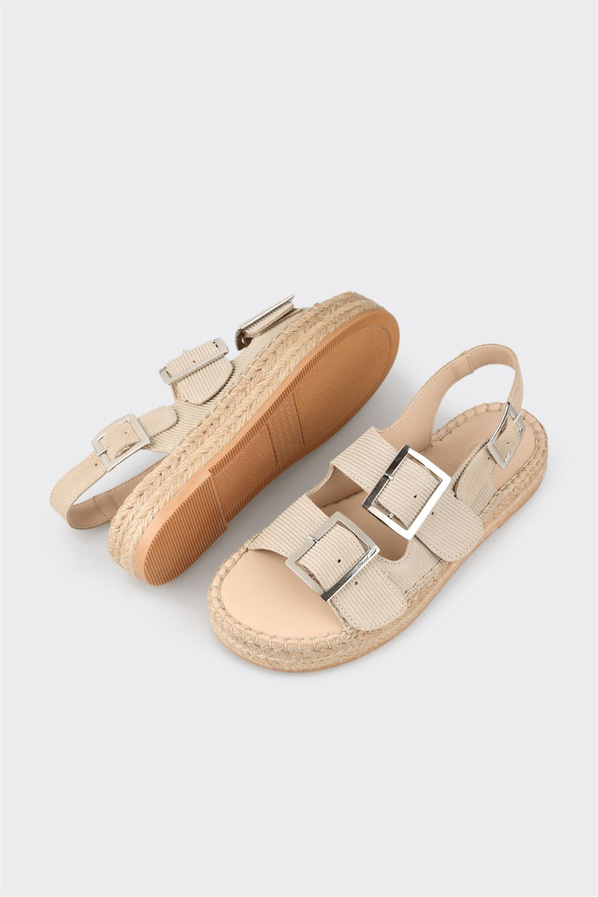 Bej Deri Kadın Espadril