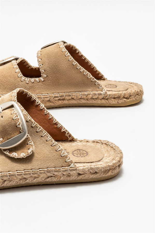 Bej deri kadın espadril - Elle Shoes
