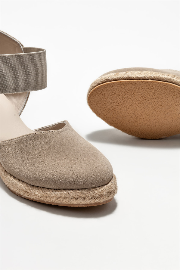 Bej deri kadın espadril - Elle Shoes