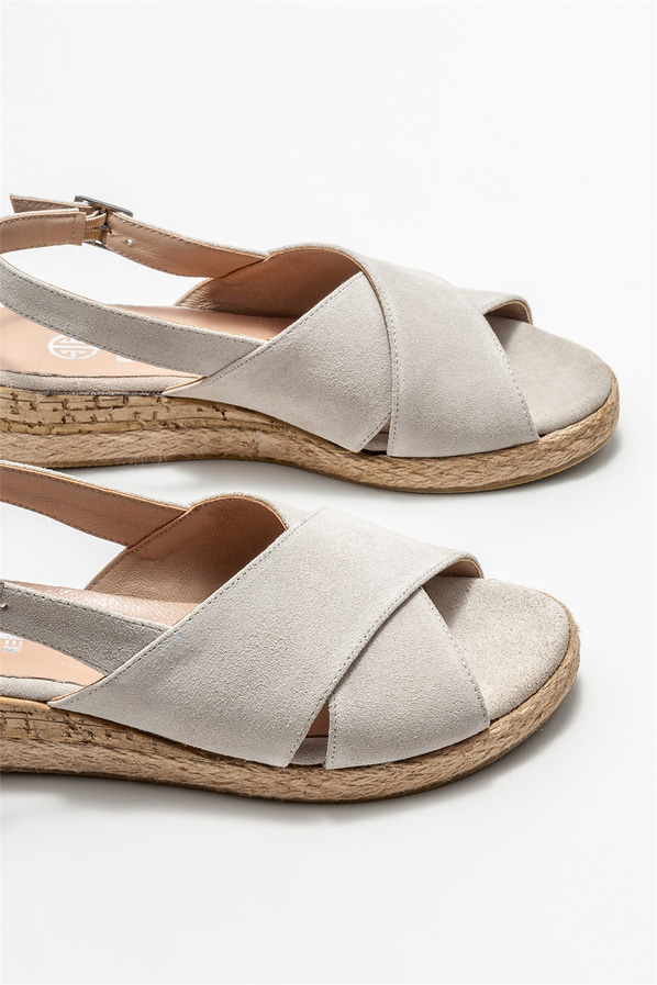 Bej deri kadın espadril - Elle Shoes