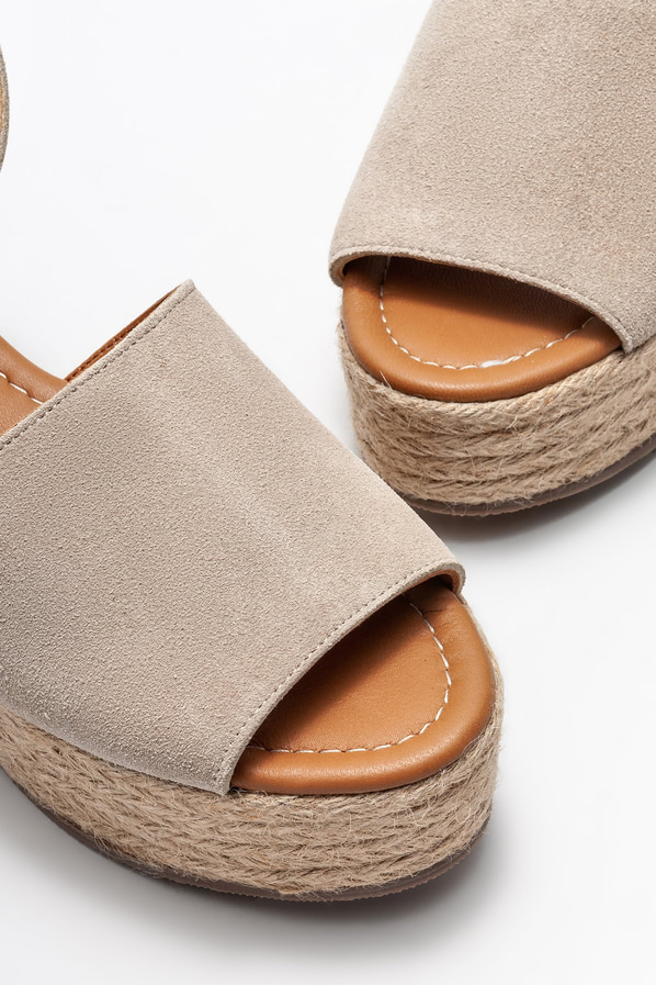 Bej deri kadın espadril - Elle Shoes