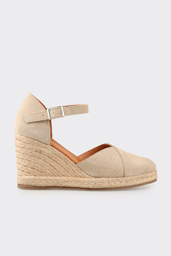 Bej deri kadın espadril - Elle Shoes