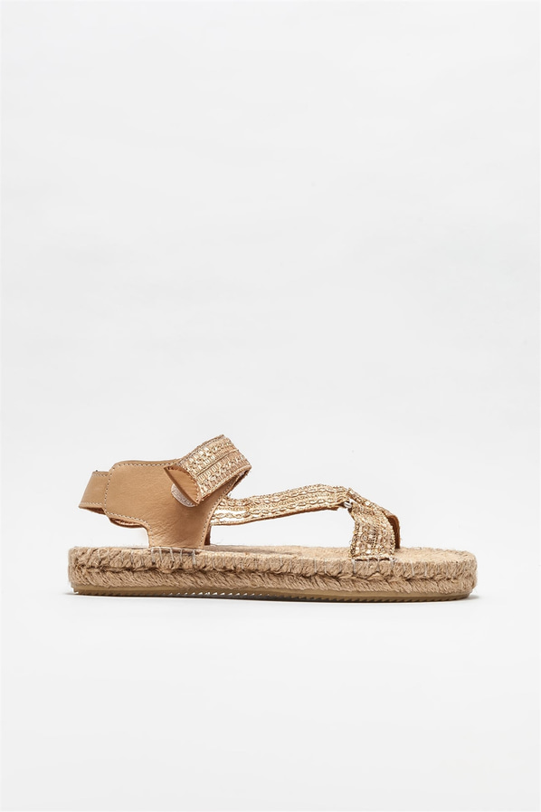 Bej deri kadın espadril - Elle Shoes