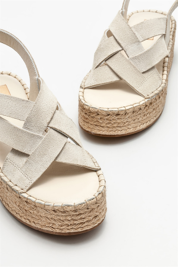 Bej deri kadın espadril - Elle Shoes