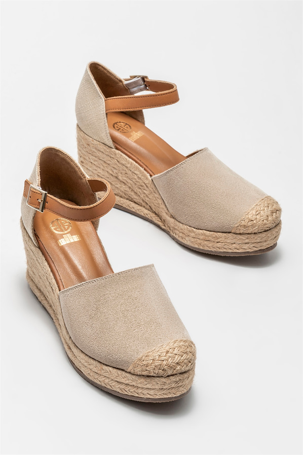 Bej deri kadın ayakkabı - Elle Shoes