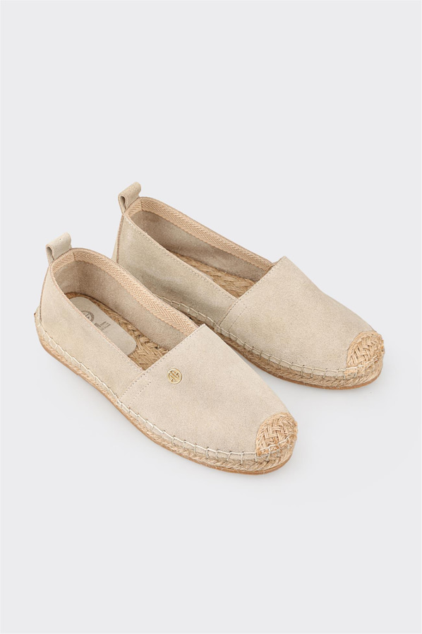 Bej Deri Kadın Espadril