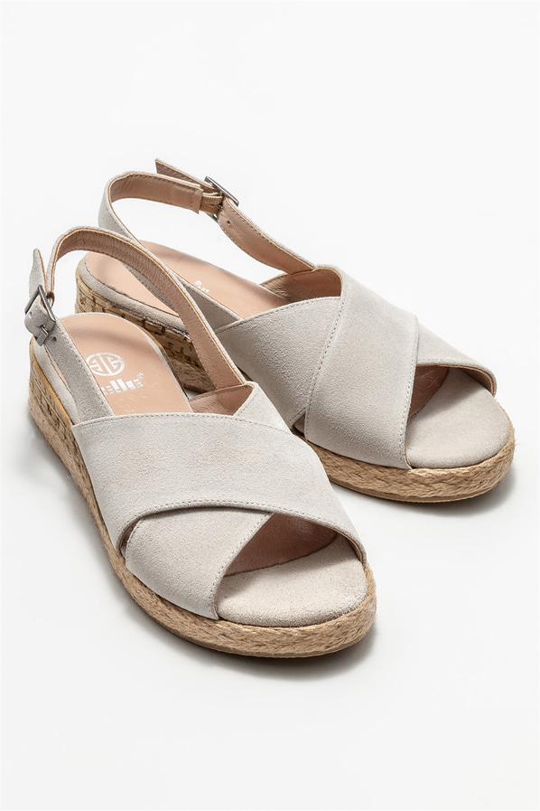 Bej deri kadın espadril - Elle Shoes
