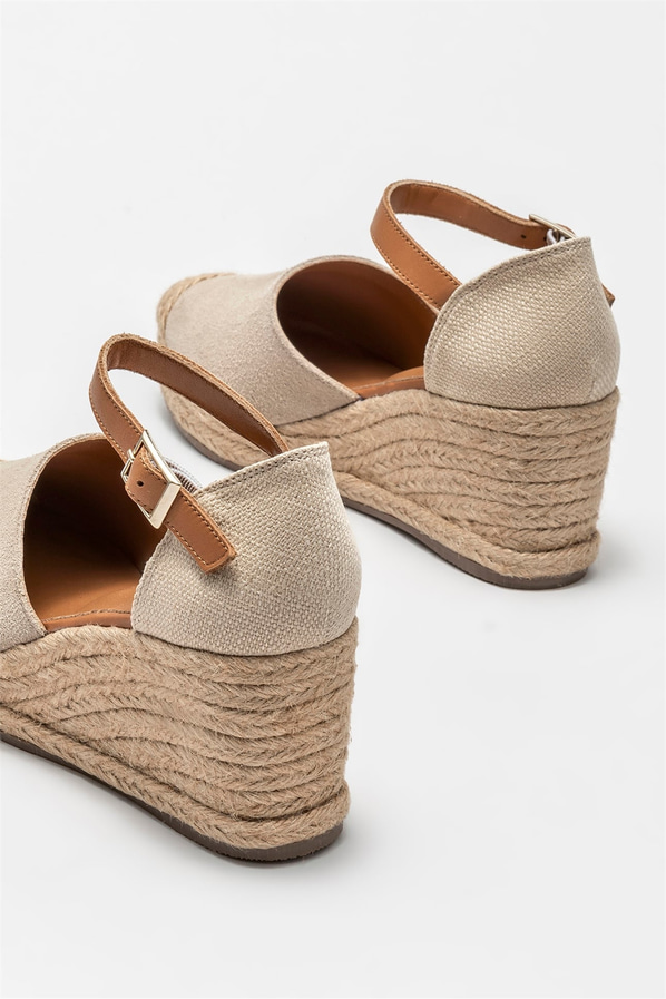 Bej deri kadın ayakkabı - Elle Shoes