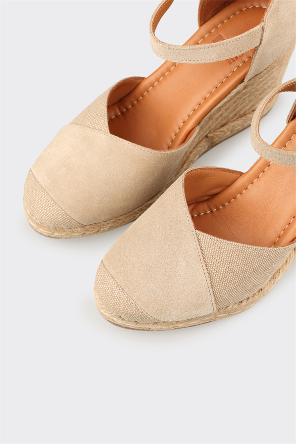 Bej deri kadın espadril - Elle Shoes
