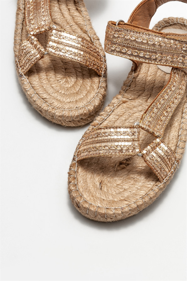 Bej deri kadın espadril - Elle Shoes