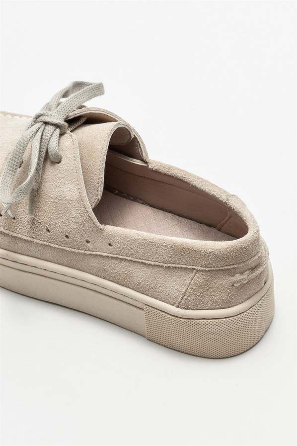 Bej deri kadın günlük ayakkabı, günlük kullanım için - Elle Shoes