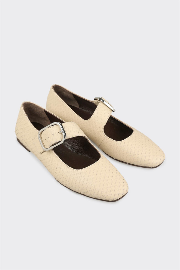 Bej Deri Kadın Günlük Ayakkabı