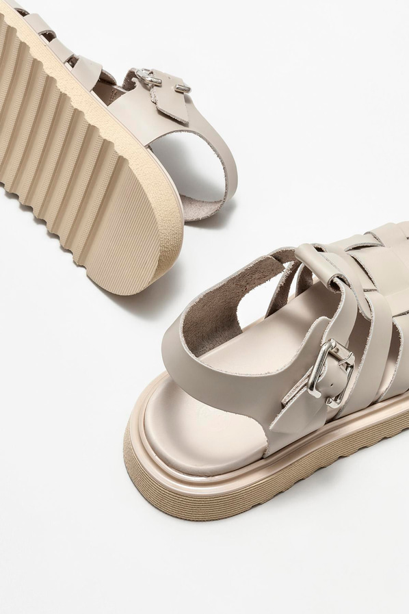 Bej deri kadın düz ayakkabı, günlük kullanım için - Elle Shoes