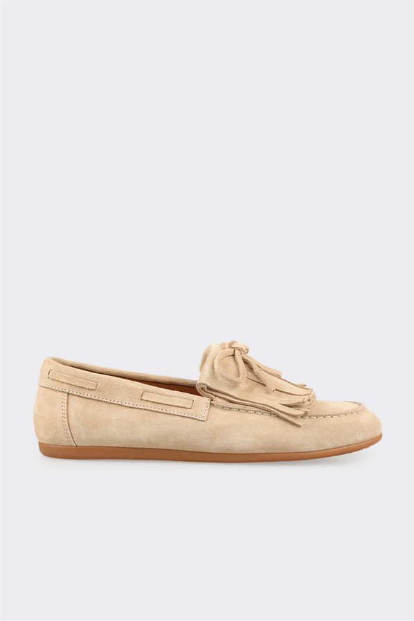 Bej deri kadın loafer, günlük kullanım için - Elle Shoes