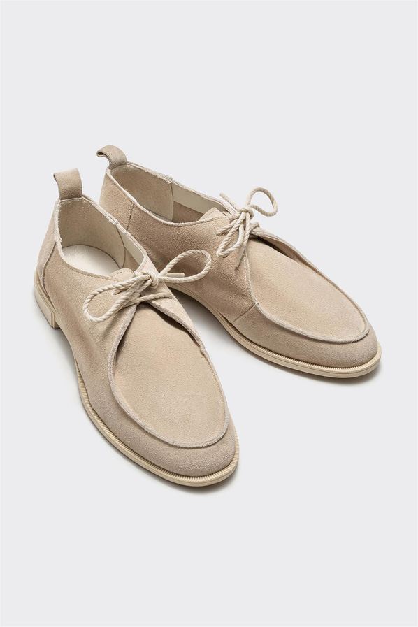 Bej deri kadın ayakkabı, günlük kullanım için - Elle Shoes
