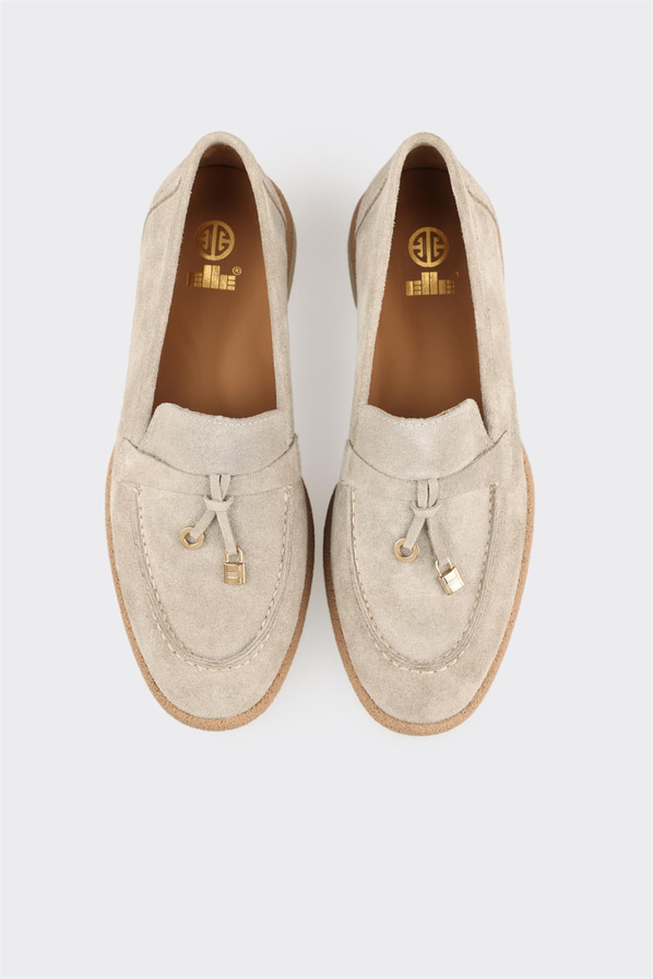 Bej Deri Kadın Günlük Ayakkabı