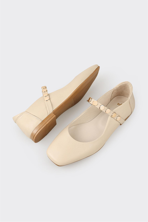 Bej Deri Kadın Günlük Ayakkabı